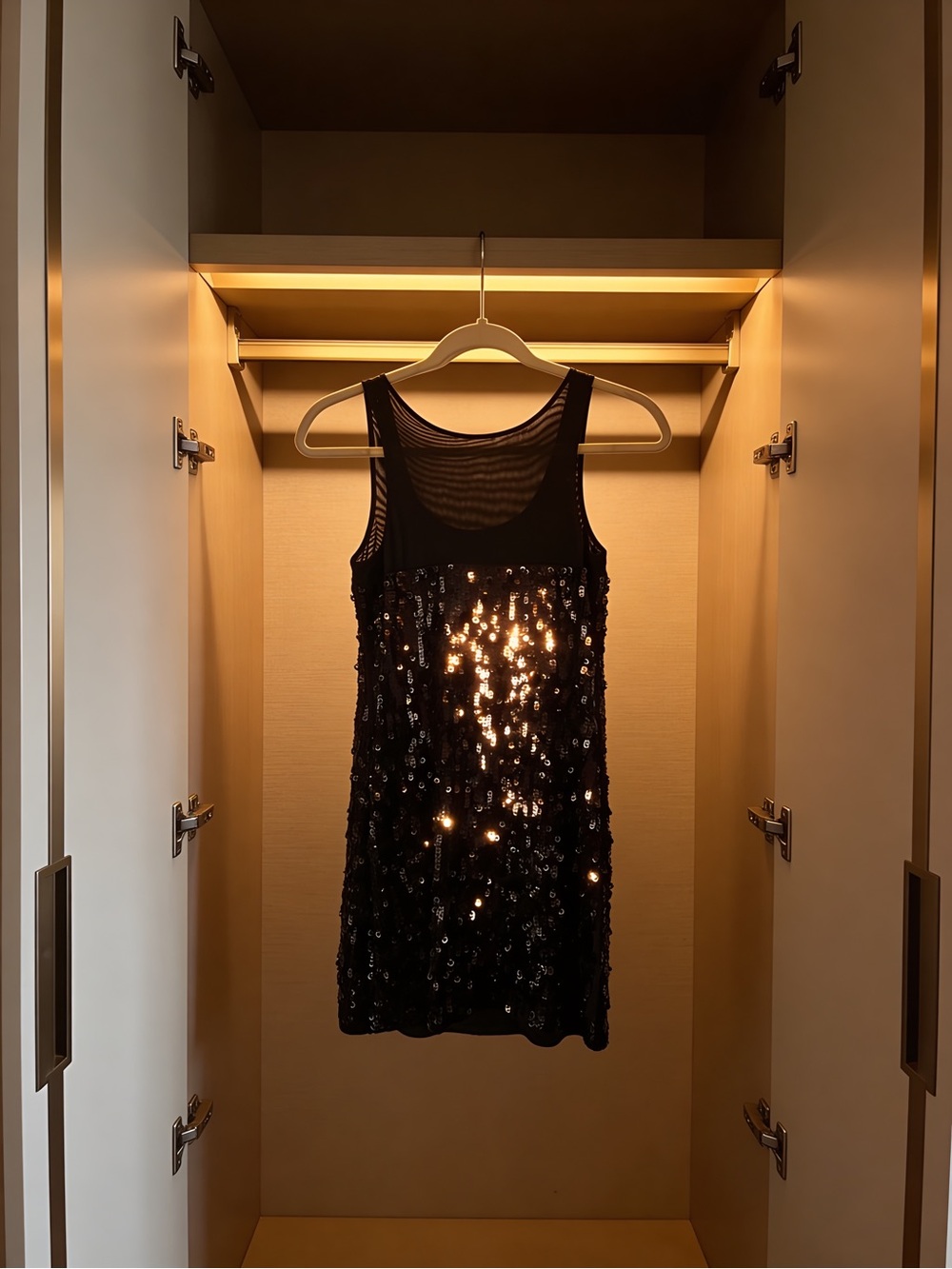 Express Black Sequin Sleeveless Mini Dress - Picture 2 of 8